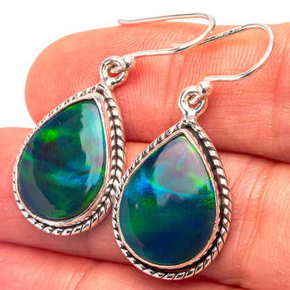 Aura Opal 925 Sterling Silver Earrings 1 3/8" (925 Sterling Silver) EARR432219