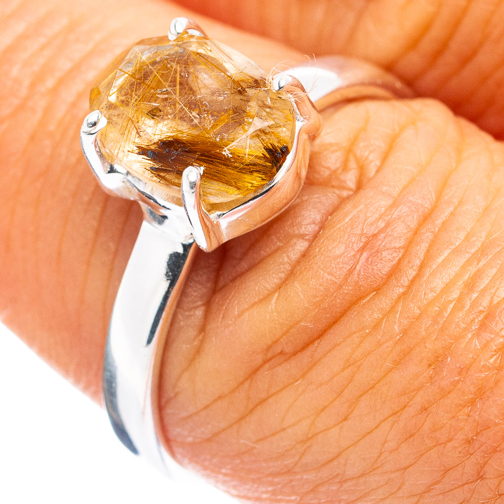 Rutilated Quartz Ring Size 8 (.925 Sterling Silver)