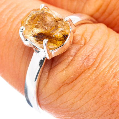 Rutilated Quartz Ring Size 8 (.925 Sterling Silver)