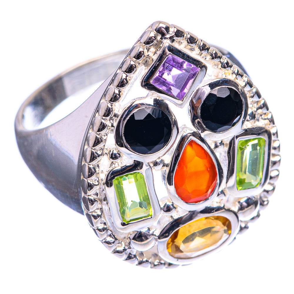 Carnelian, Black Onyx, Amethyst, Peridot, Citrine Ring Size 7.75 (925 Sterling Silver) R143112
