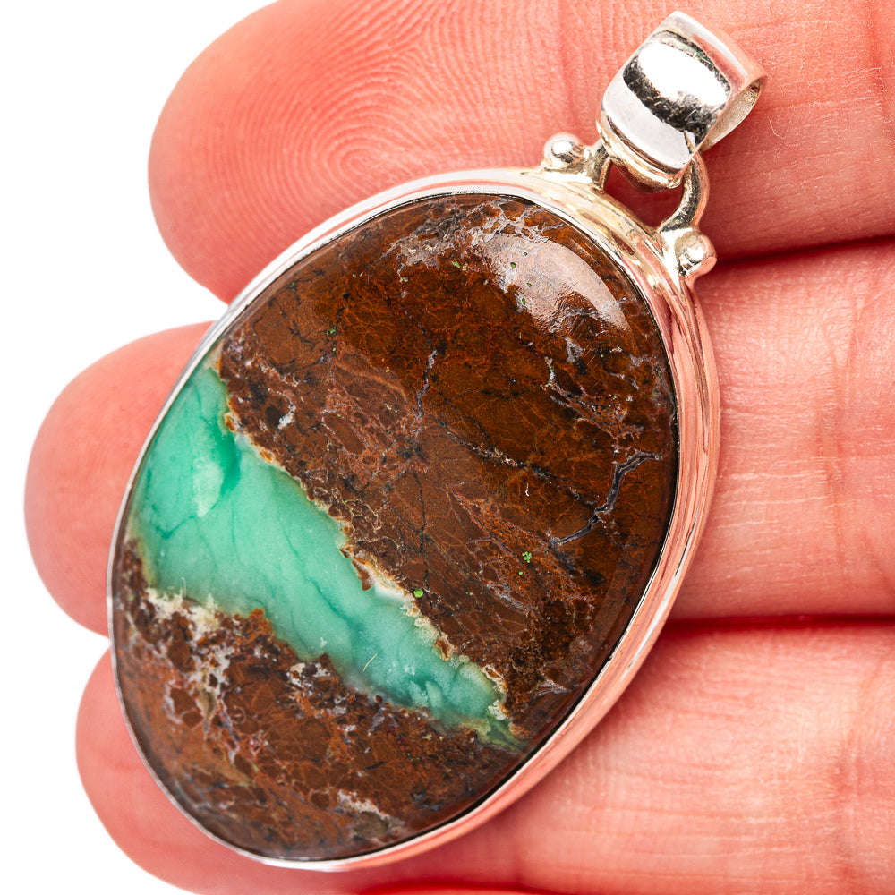 Boulder Chrysoprase Pendant 1 3/4" (.925 Sterling Silver)