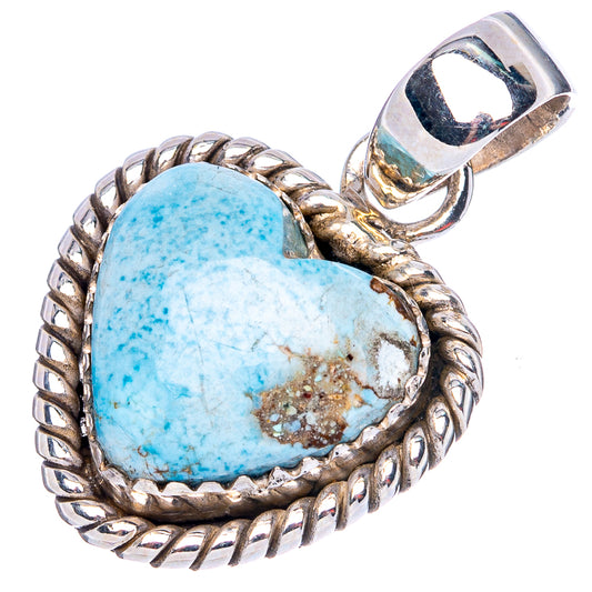 Rare Golden Hills Turquoise Heart Pendant 1 1/8" (925 Sterling Silver) P41951