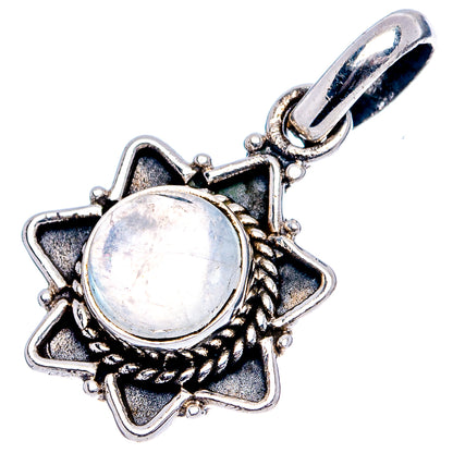 Rainbow Moonstone Dainty Pendant 7/8" (.925 Sterling Silver)