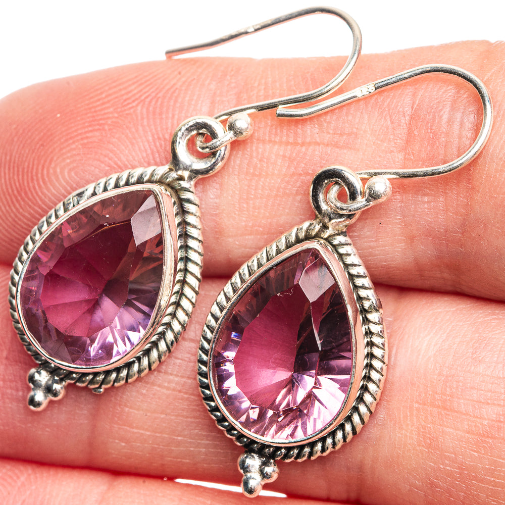 Faceted teardrop alexandrite drop earrings, purple stones in 925 sterling silver