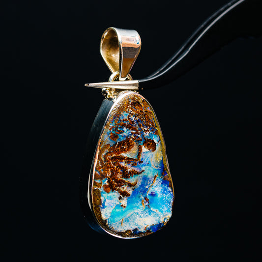 Premium Australian Boulder Opal Pendant 1 5/8" (.925 Sterling Silver)