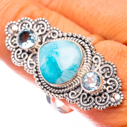 Large Larimar, Blue Topaz 925 Sterling Silver Ring Size 10.75 (925 Sterling Silver) RING140410