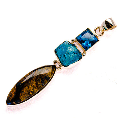 Labradorite, Apatite, Blue Topaz Pendant 2 1/2" (925 Sterling Silver) PD37948