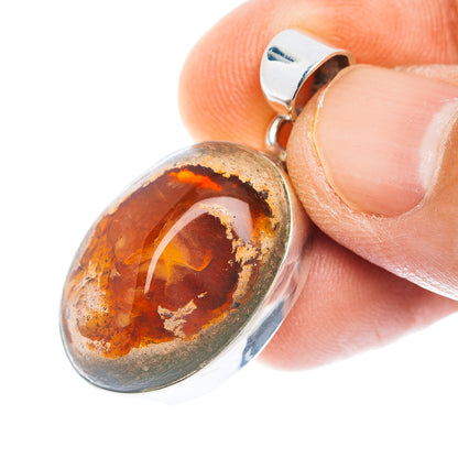 Mexican Fire Opal Pendant 1 3/8" (.925 Sterling Silver)