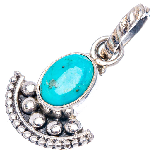 Turquoise oval pendant bail and ornate crescent frame in .925 sterling silver