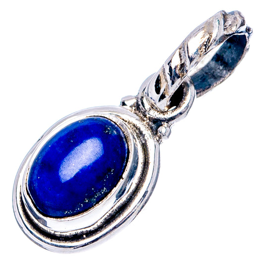 Sterling silver lapis lazuli oval pendant with layered bezel and loop bail