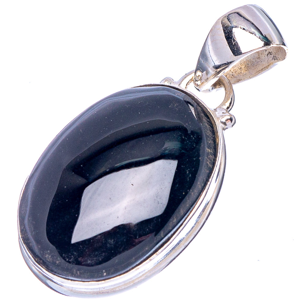 Black Onyx Pendant 1 1/4" (.925 Sterling Silver)