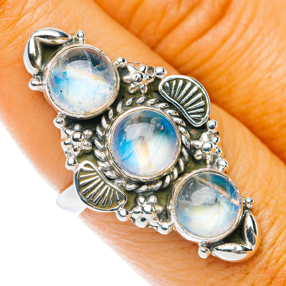 Rainbow Moonstone Ring Size 8 (.925 Sterling Silver)