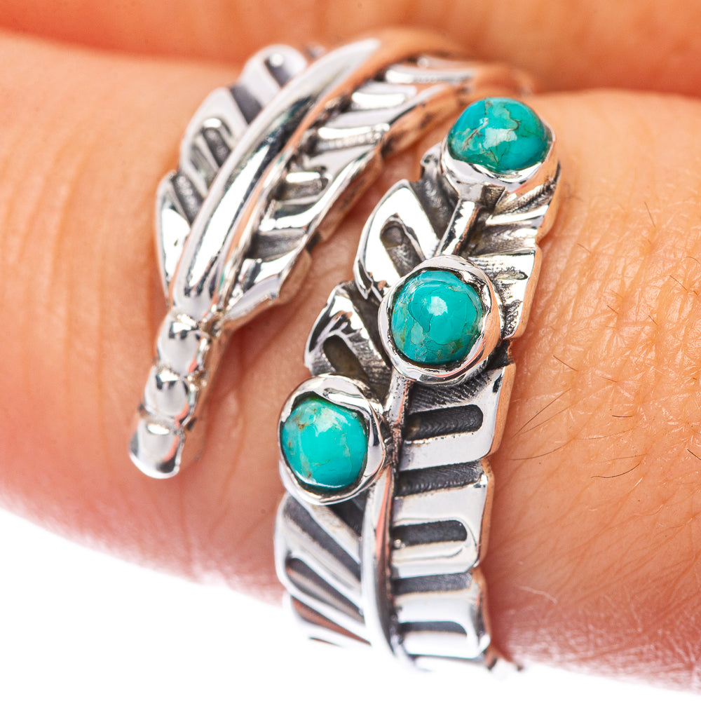 Tibetan Turquoise Ring Size 8 Adjustable (925 Sterling Silver) R145113
