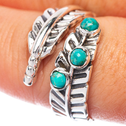 Tibetan Turquoise Ring Size 8 Adjustable (925 Sterling Silver) R145113