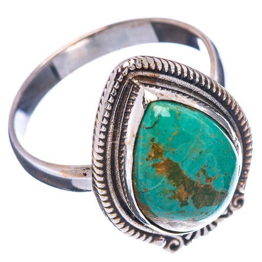 Turquoise oval stone ring in .925 sterling silver with ornate rope frame and split band