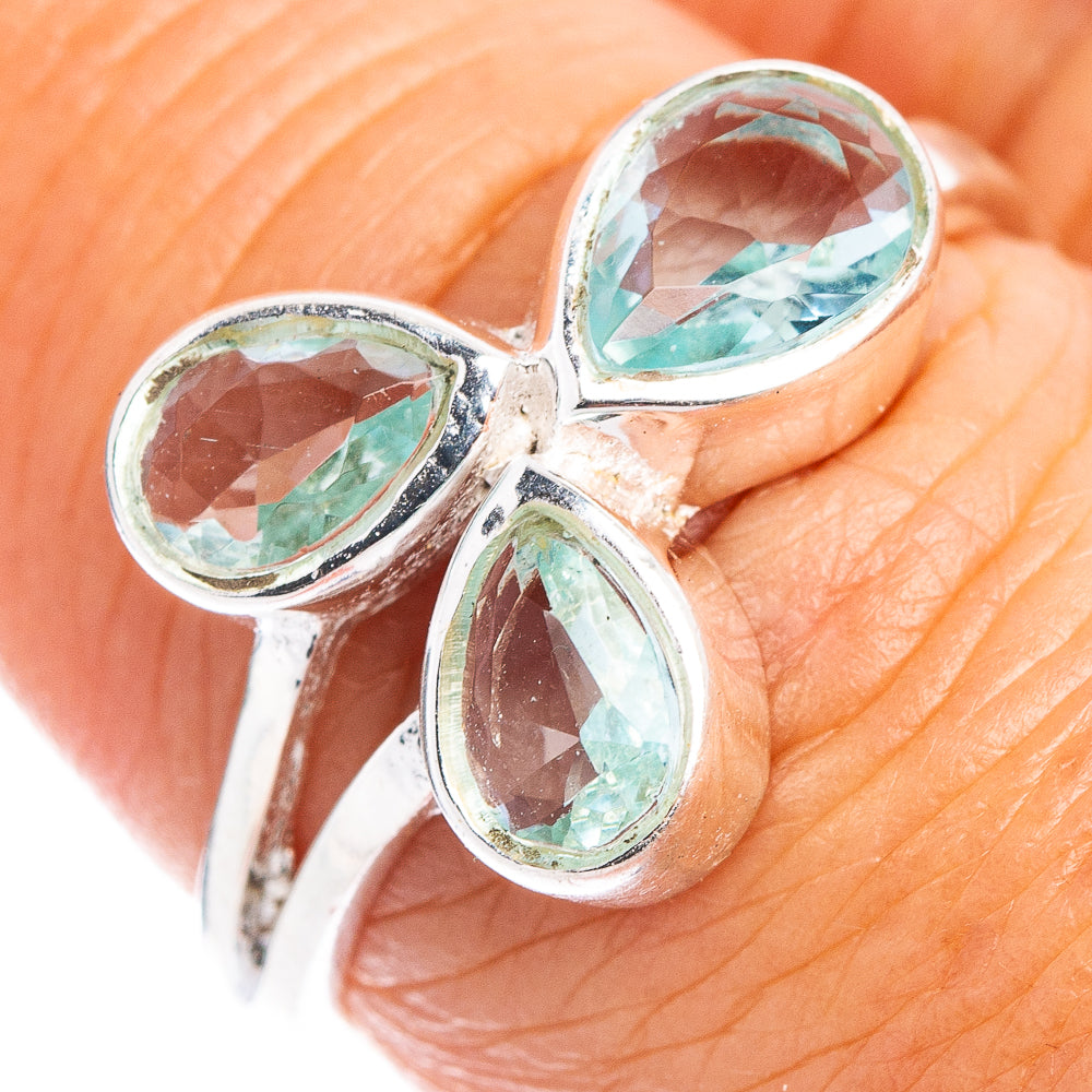 Blue Topaz Dainty Ring Size 7.75 (.925 Sterling Silver)