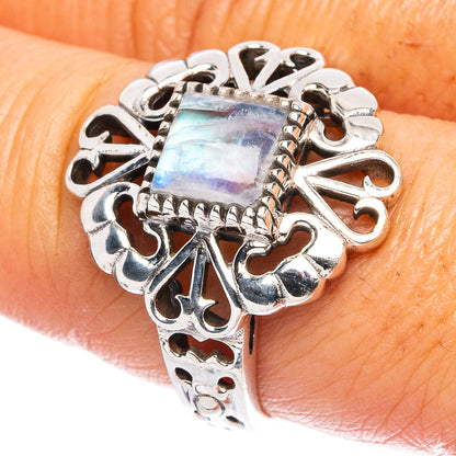 Rainbow Moonstone Ring Size 8.25 (925 Sterling Silver) R4791