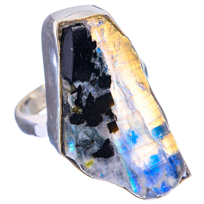 Large Raw Rainbow Moonstone Ring Size 6.25 (925 Sterling Silver) R142914