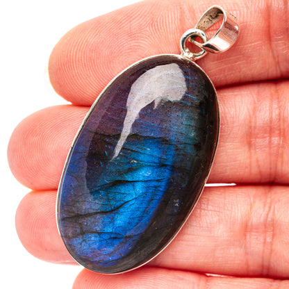 Premium Labradorite Pendant 1 7/8" (.925 Sterling Silver)