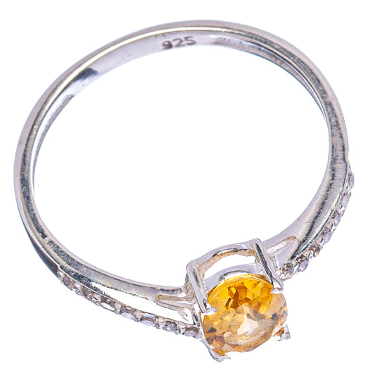 Sterling silver ring, 925 marked inside, with oval citrine stone and zirconia accents