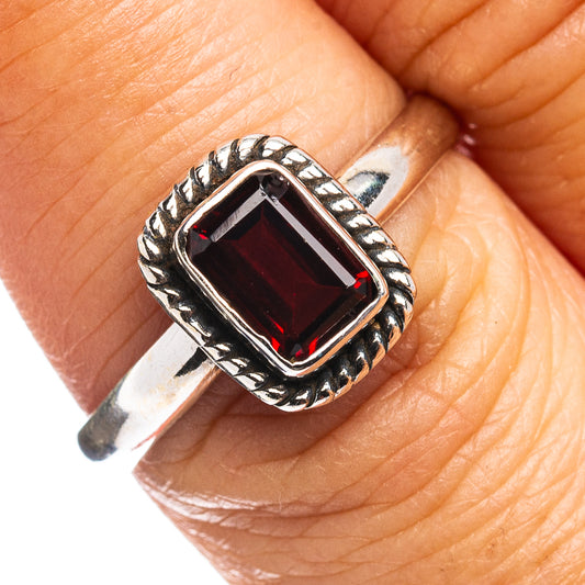 Garnet Ring Size 8 (.925 Sterling Silver)