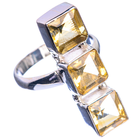 Large Faceted Citrine 925 Sterling Silver Ring Size 9.5