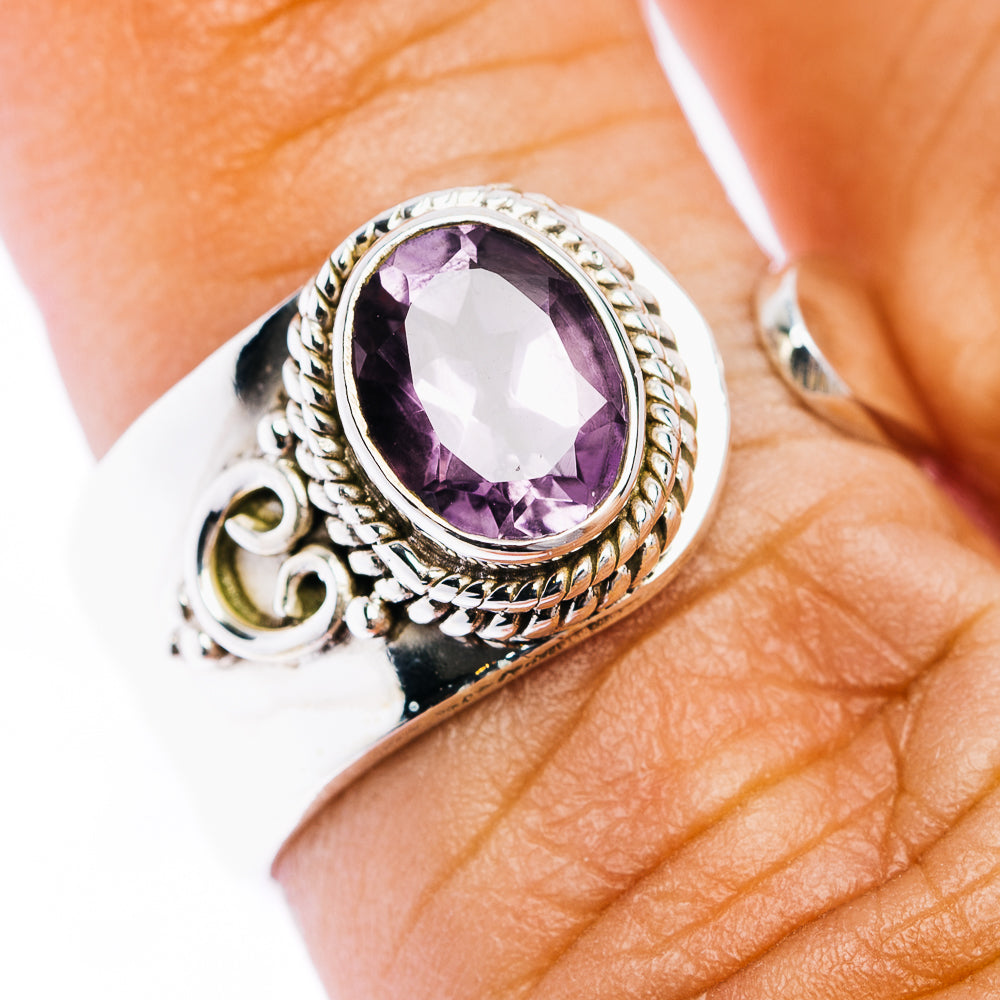 Amethyst Ring Size 7 Adjustable (.925 Sterling Silver)