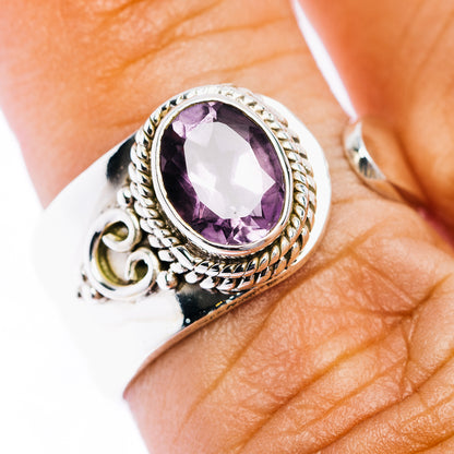 Amethyst Ring Size 7 Adjustable (.925 Sterling Silver)