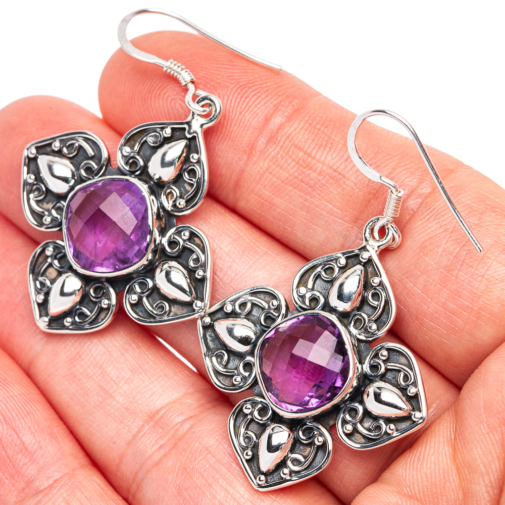 Signature  Amethyst Earrings 1 7/8" (925 Sterling Silver) E2492