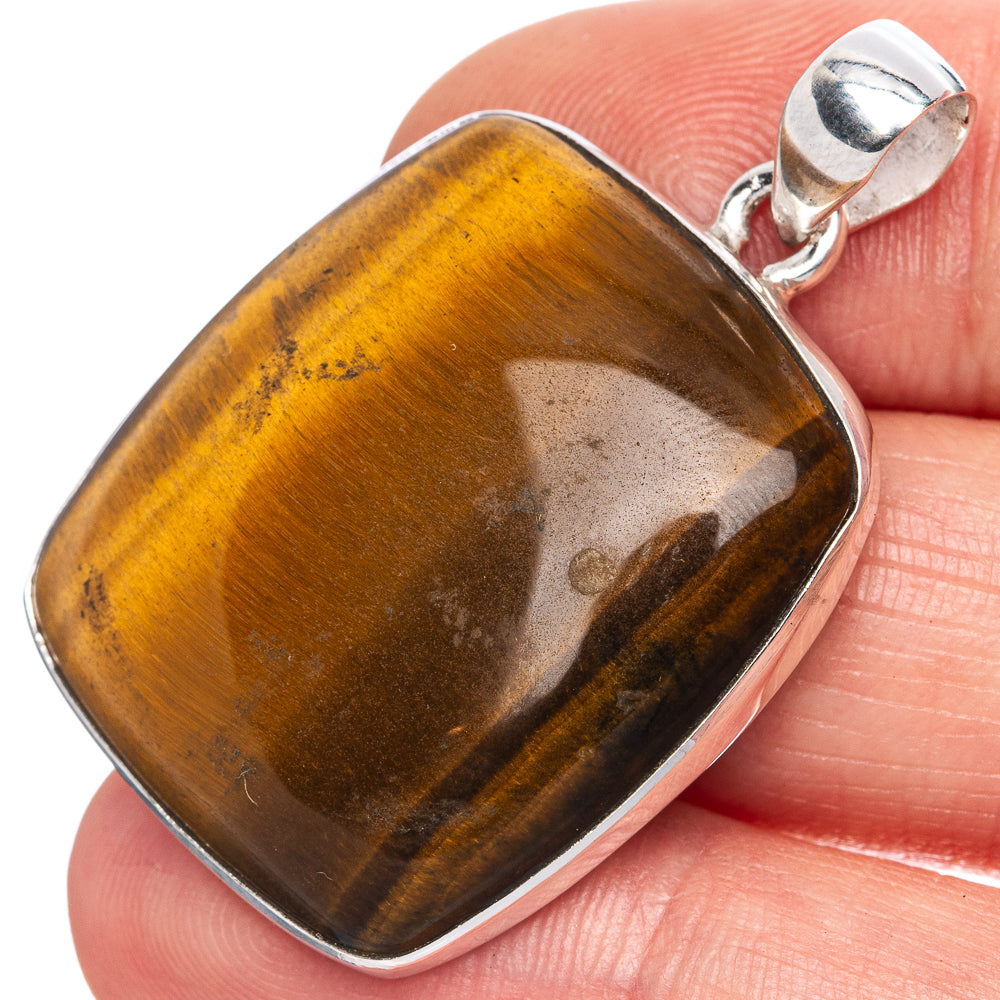 Tiger Eye Pendant 1 1/2" (925 Sterling Silver) P42073