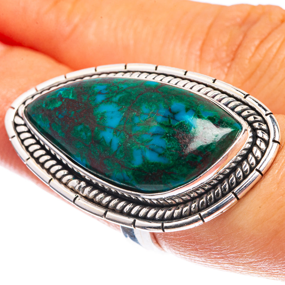Large Chrysocolla 925 Sterling Silver Ring Size 6