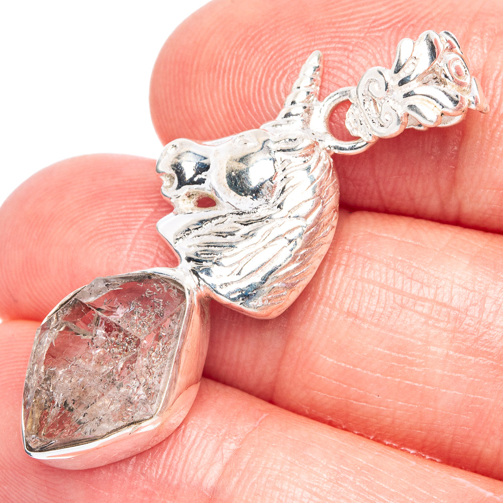 Herkimer Unicorn Pendant 1 5/8" (925 Sterling Silver) P40199