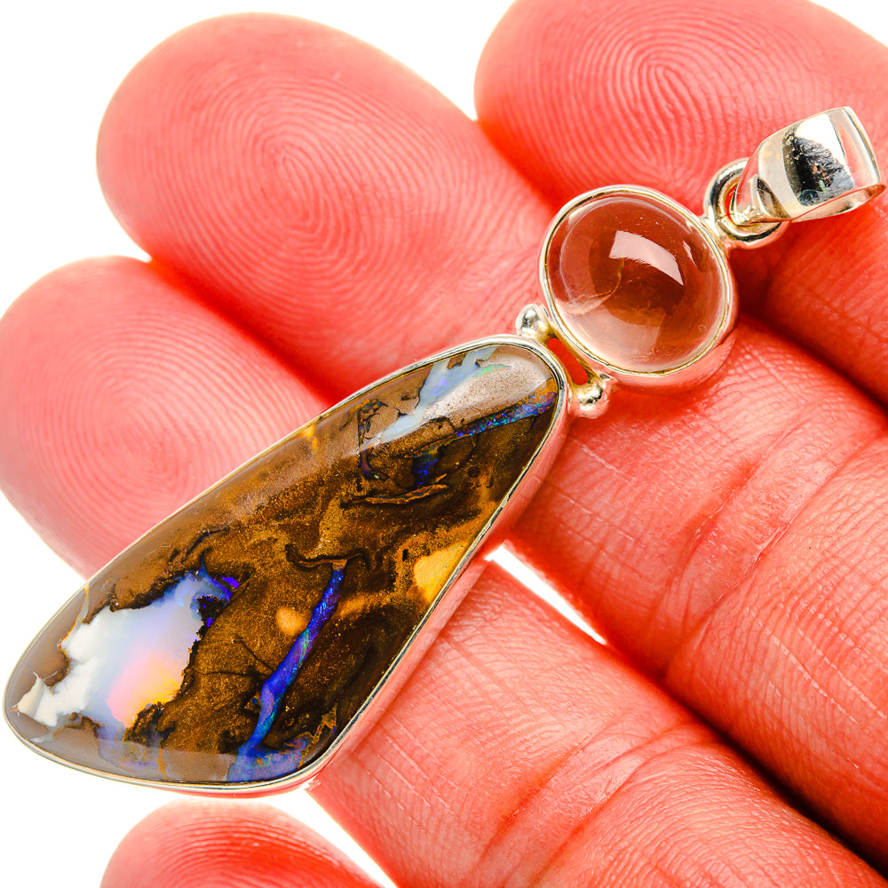 Boulder Opal, Citrine Pendant 2 1/4" (925 Sterling Silver) PD37961