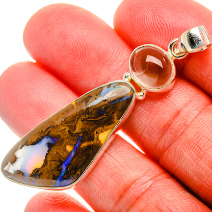Boulder Opal, Citrine Pendant 2 1/4" (925 Sterling Silver) PD37961