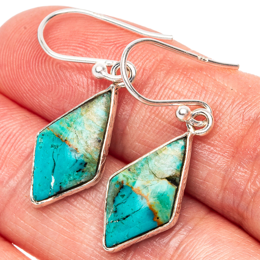 Chrysocolla 925 Sterling Silver Earrings 1 1/4" (925 Sterling Silver) E1962
