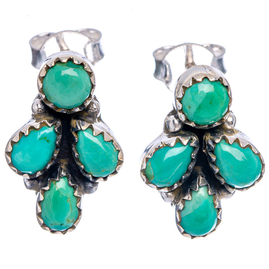 Sterling silver turquoise cluster earrings with five round/oval stones per earring
