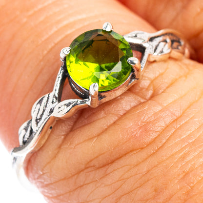 Peridot Dainty Ring Size 7.75 (.925 Sterling Silver)