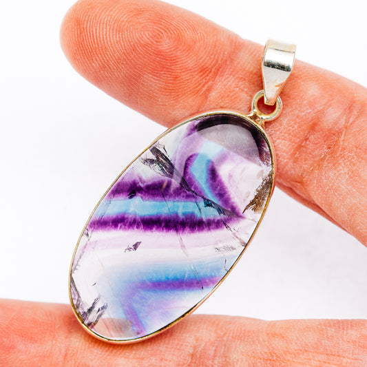 Premium Fluorite Pendant 2 1/8" (.925 Sterling Silver)