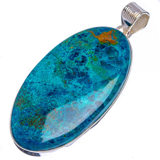 Large oval shattuckite pendant with .925 sterling silver bezel and top bail