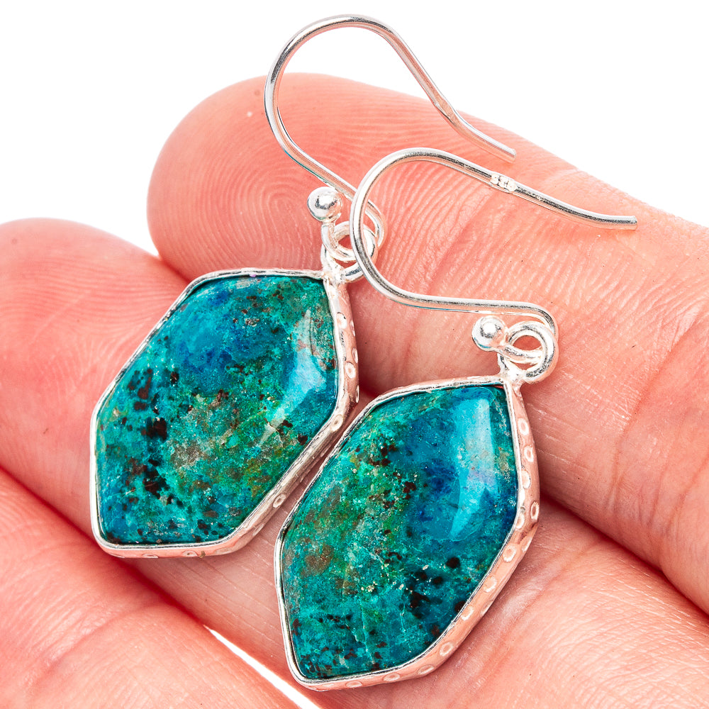 Shattuckite Earrings 1 3/8" (925 Sterling Silver) E1740