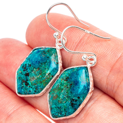 Shattuckite Earrings 1 3/8" (925 Sterling Silver) E1740