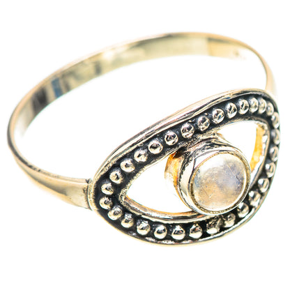 Sterling silver moonstone ring with oval cabochon and ornate side beading