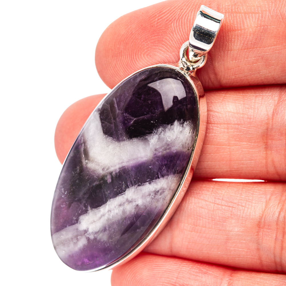 Premium Chevron Amethyst Pendant 2 1/8" (.925 Sterling Silver)