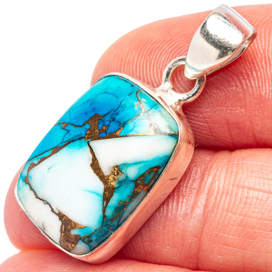 Sterling silver pendant with rectangular turquoise inlay stone and bail