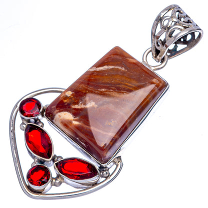 Mookaite, Garnet Pendant 2 1/8" (925 Sterling Silver) P40053