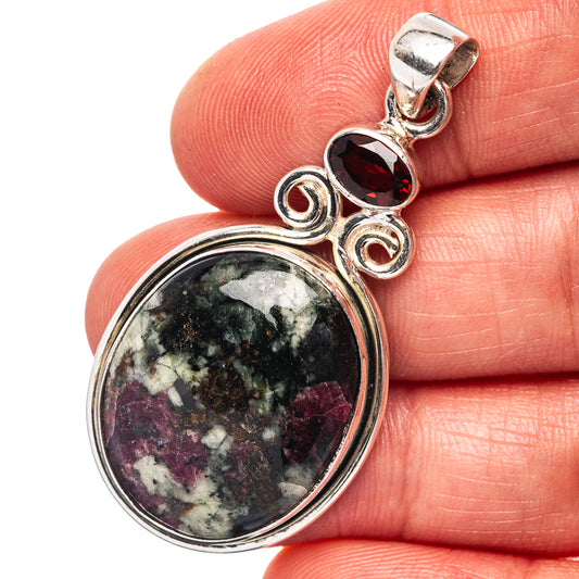 Eudialyte, Garnet Pendant 1 7/8" (.925 Sterling Silver)