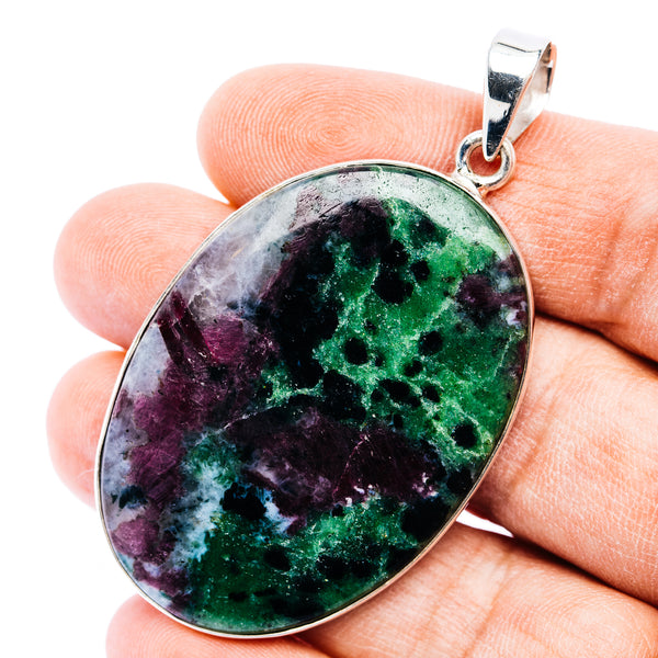Ruby Zoisite Pendant 2 3/8" (.925 Sterling Silver)