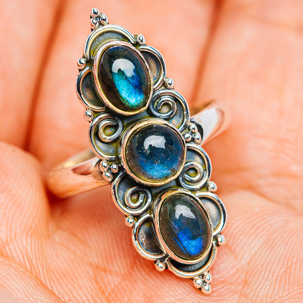 Labradorite Boho Ring Size 7.25 (.925 Sterling Silver)