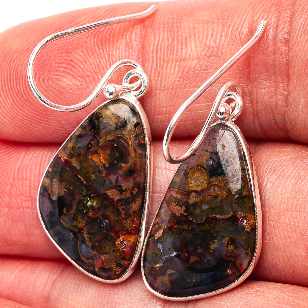 Seam Agate Earrings 1 1/2" (.925 Sterling Silver)