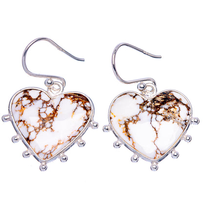 Wild Horse Jasper Heart Earrings 1 1/4" (925 Sterling Silver) E1762